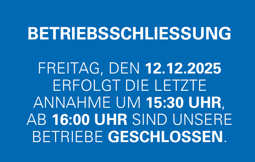 Geänderte Öffnungszeiten 12.12.2025